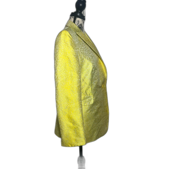 AKRIS PUNTO Yellow Jacquard One Button Blazer 10 Retail $1590 - Picture 4 of 14